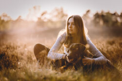 Themenshooting Heide bei Sonnenuntergang.