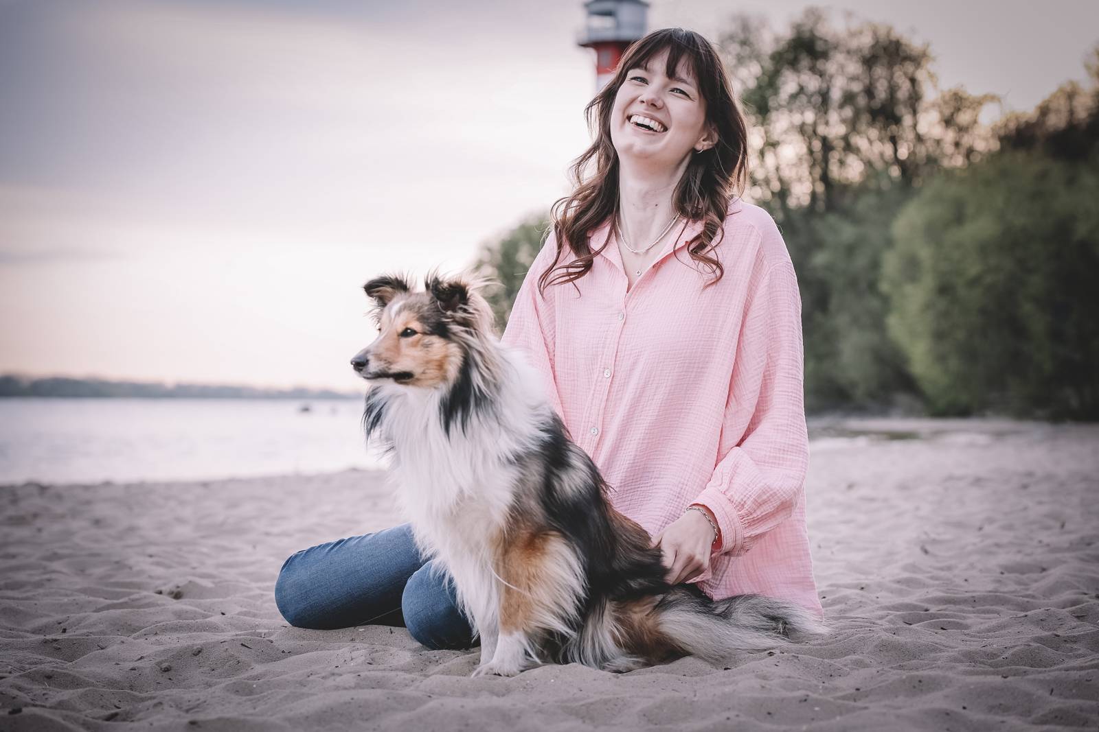 fotoshooting mit collie huendin am elbstrand